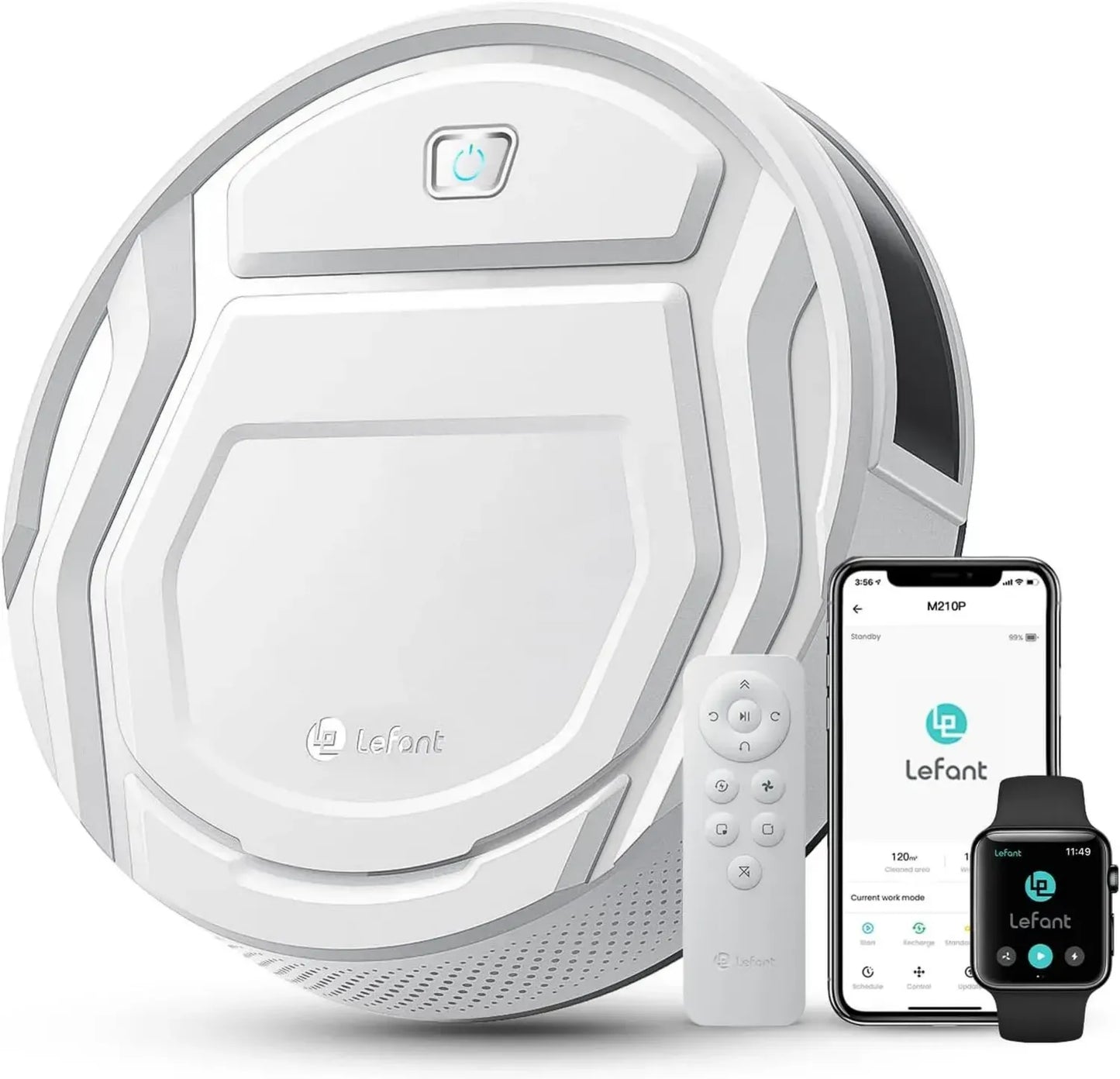 Aspirateur Robot Lefant M210, 2200 Pa, Anti-poils Animaux, Autocharge, Wi-Fi et Télécommande, 6 Modes de Nettoyage, Autonomie 120 Min