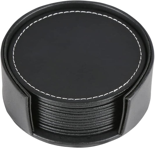 Set de dessous de verre avec support: Lot de 6, noir